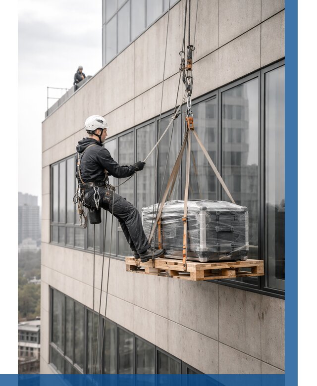 Спуск груза по фасаду в Егорьевске от 3544 р. | ВЫСОТНИК-Грь