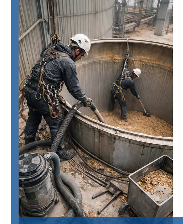 Профессиональная чистка зерновых бункеров в Егорьевске с выездом