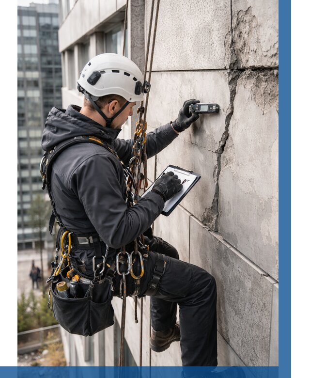 Обследование фасада альпинистами в Егорьевске от 122 р. | ВЫСОТНИК-Грь