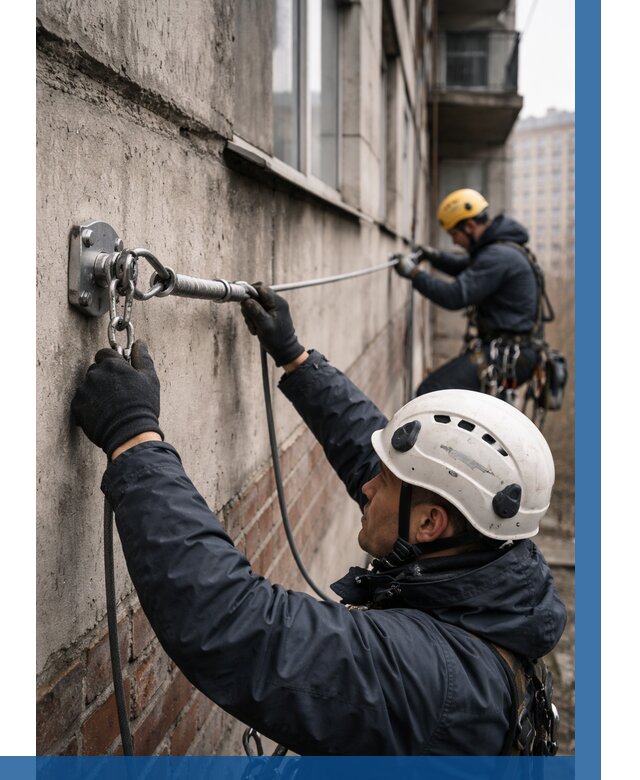 Монтаж анкерных линий в Егорьевске от 3038 р. | ВЫСОТНИК-Грь