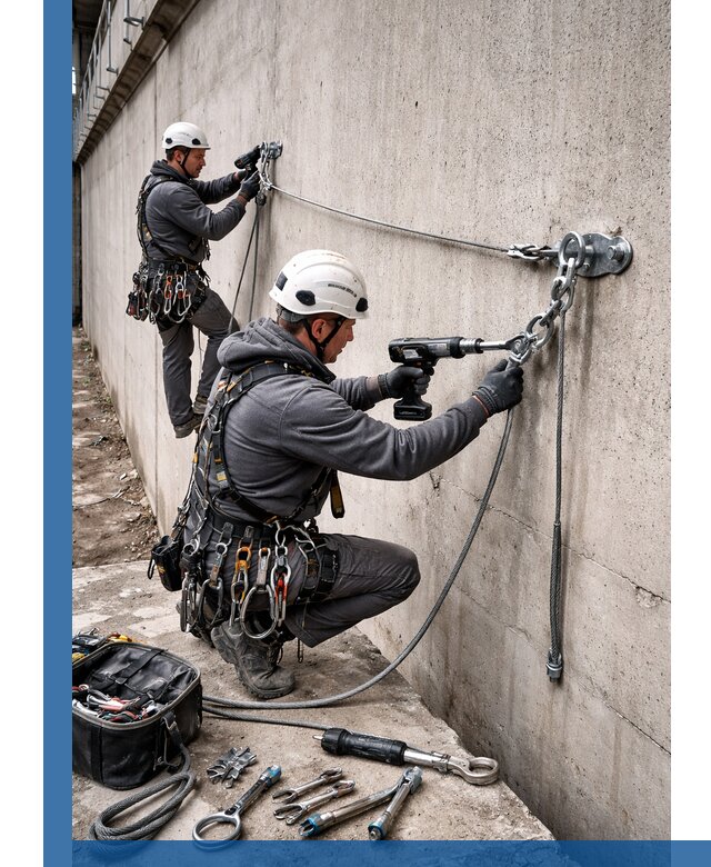 Монтаж анкерных линий высотной безопасности в Егорьевске