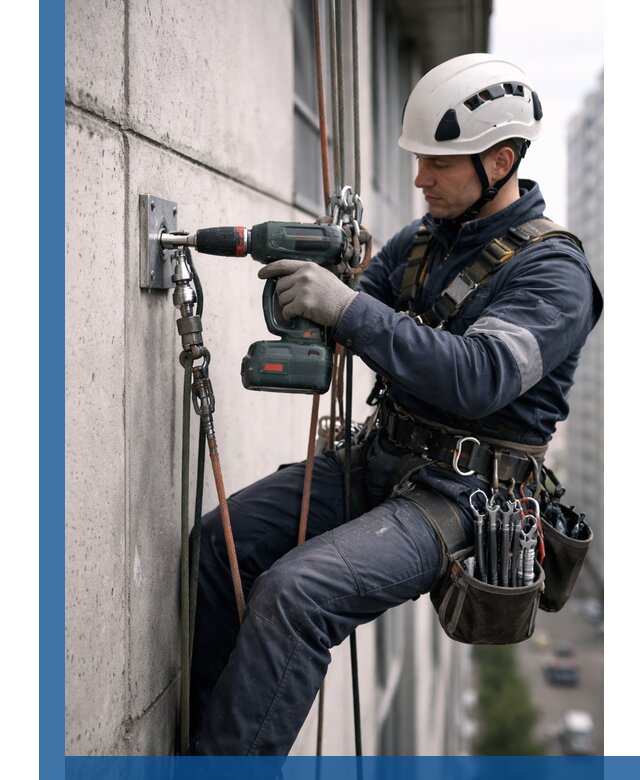 Установка анкерных точек для высотных работ в Егорьевске